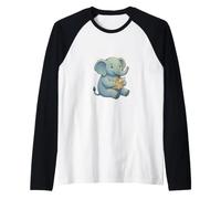 Mignon Bébé Éléphant Lit Une Carte Voyage Aventure Manche Raglan