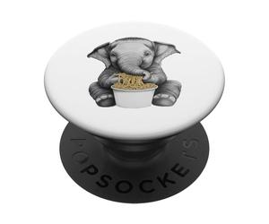 Mignon bébé éléphant Mangeant des Nouilles Ramen Animal drôle PopSockets PopGrip Adhésif