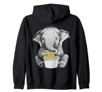 Mignon bébé éléphant Mangeant des Nouilles Ramen Animal drôle Sweat à Capuche