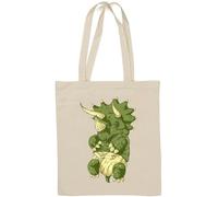 Mignon bébé endormi tricératops dinosaure art sac fourre-tout en coton naturel blanc