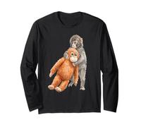 Mignon bébé Macaque Singe et Orang-outan en Peluche Aquarelle Manche Longue