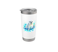 Mignon Bébé Phoque Aquarelle Éclats de Couleur Gobelet isotherme en acier inoxydable double paroi