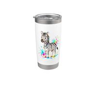 Mignon Bébé Zèbre Aquarelle Éclats de Couleur Gobelet isotherme en acier inoxydable double paroi
