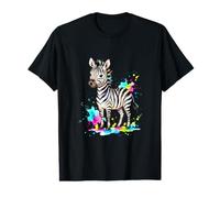 Mignon Bébé Zèbre Aquarelle Éclats de Couleur T-Shirt Graphique avec Valeur