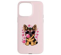 Mignon Berger Allemand Coeur Lunettes de Soleil Saint-Valentin Chiot Amour Coque pour iPhone 15 Pro Max