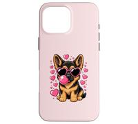 Mignon Berger Allemand Coeur Lunettes de Soleil Saint-Valentin Chiot Amour Coque pour iPhone 16 Pro Max