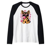 Mignon Berger Allemand Coeur Lunettes de Soleil Saint-Valentin Chiot Amour Manche Raglan