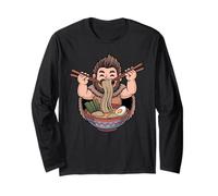 Mignon Bigfoot Mangeant des Ramen Japonais Kawaii Sasquatch Nouilles Manche Longue