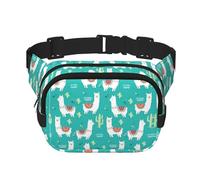 Mignon blanc lama et cactus carré double couche taille mini réglable ceinture sac exercice course voyage randonnée, noir, One Size