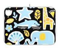 Mignon Bleu Noir Girafe Elephant Tapis Résistant à la Chaleur Vaisselle Sèche-linge Vaisselle Jumbo 45,7 x 61 cm