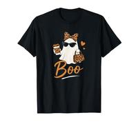 Mignon Boo Fantôme Café Léopard Coquette Bow Halloween Magic T-Shirt