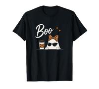 Mignon Boo Fantôme Café Léopard Coquette Bow Halloween Spirit T-Shirt