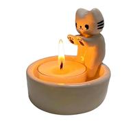 Mignon Bougeoir Chat Qui Se Réchauffe - 1/2 Bougeoirs Blanc Bougeoir Chaton De Dessin Animé Pattes Chauffante, Bougeoir pour Bougies Chauffe Plat, Cartoon Kitten Candle Holder pour Decoratif