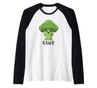Mignon Brocoli Dessin animé Rawr Sourire Légumes Manche Raglan