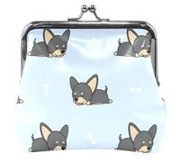 Mignon Bulldogs Bleu Portefeuille en Cuir Personnalisé Femmes Boucle Mignon Baiser Fermeture Éclair Portefeuille à Pièce Changement pour Filles, Mignon Bulldogs Bleu, Classique, Bulldogs Bleus Mignons