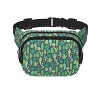 Mignon Cactus Illustration sans couture Unisexe Taille réglable Carré Double Couche Sac de taille pour activités de plein air Voyages Course Randonnée, Noir , Taille unique