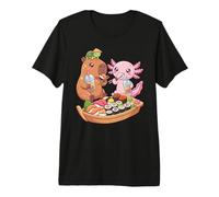 Mignon Capybara Axolotl Sushi Nigiri Bubble Tea Anime T-Shirt Haut de Gamme