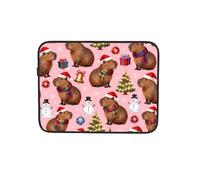Mignon Capybara Bonhomme de neige Noël Housse pour ordinateur portable Notebook Computer Pouch Tablet Briefcase Sac de transport pour le travail 38,1 cm