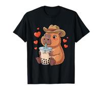 Mignon capybara cowboy boba bubble thé kawaii animal T-Shirt