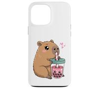 Mignon Capybara Kawaii Anime Capybara Boire Bubble Tea Love Coque pour iPhone 13 Pro Max