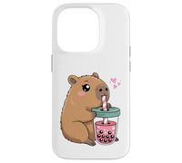 Mignon Capybara Kawaii Anime Capybara Boire Bubble Tea Love Coque pour iPhone 14 Pro
