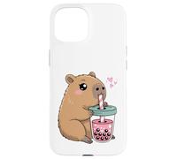 Mignon Capybara Kawaii Anime Capybara Boire Bubble Tea Love Coque pour iPhone 15
