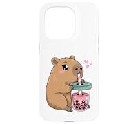 Mignon Capybara Kawaii Anime Capybara Boire Bubble Tea Love Coque pour iPhone 15 Pro