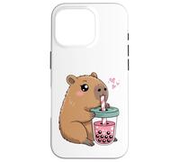 Mignon Capybara Kawaii Anime Capybara Boire Bubble Tea Love Coque pour iPhone 16 Pro