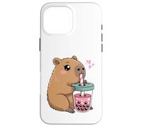 Mignon Capybara Kawaii Anime Capybara Boire Bubble Tea Love Coque pour iPhone 16 Pro Max