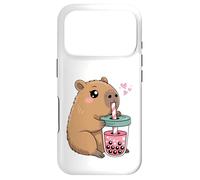 Mignon Capybara Kawaii Anime Capybara Boire Bubble Tea Love Coque pour iPhone 17 Pro