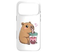Mignon Capybara Kawaii Anime Capybara Boire Bubble Tea Love Coque pour iPhone 17 Pro Max