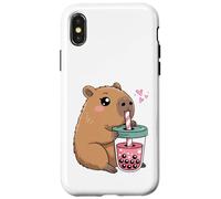 Mignon Capybara Kawaii Anime Capybara Boire Bubble Tea Love Coque pour iPhone X/XS