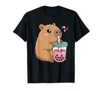 Mignon Capybara Kawaii Anime Capybara Boire Bubble Tea Love T-Shirt