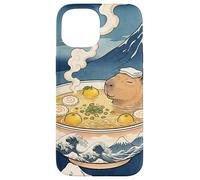 Mignon Capybara Ramen MT Fuji Ukiyo-e Grande Vague Art Japonais Coque pour iPhone 15