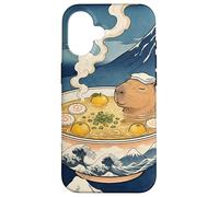 Mignon Capybara Ramen MT Fuji Ukiyo-e Grande Vague Art Japonais Coque pour iPhone 16