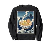Mignon Capybara Ramen MT Fuji Ukiyo-e Grande Vague Art Japonais Sweatshirt