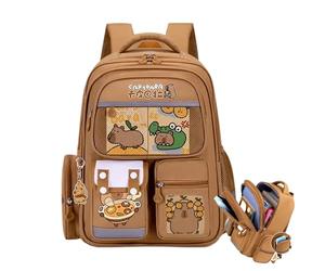 Mignon Capybara sac à dos sac à dos avec une papeterie, drôle de sort de dessin animé ordinateur portable décontracté avec des bandes réfléchissantes, des fournitures d'école animale capybara