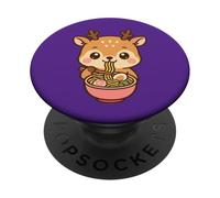 Mignon cerf Mangeant des Ramen Kawaii Art Amateur de Nourriture PopSockets PopGrip Adhésif