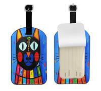 Mignon chat abstrait de haute qualité élégant pour valises, étiquettes de bagages de voyage avec carte personnalisée et couverture de confidentialité