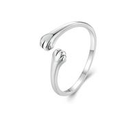 Mignon Chat avec Imprimé Patte Empilable Anneau de doigt Enveloppant Argent Sterling 925 Chien Animal Anneaux de Déclaration Ouvert Réglable Bijoux Cadeaux de Noël pour les Femmes
