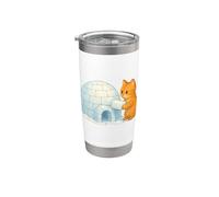 Mignon Chat Bâtiment Igloo Froid Brique Glace Hiver Neige Art Kitty Gobelet isotherme en acier inoxydable double paroi