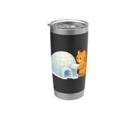 Mignon Chat Bâtiment Igloo Froid Brique Glace Hiver Neige Art Kitty Gobelet isotherme en acier inoxydable double paroi