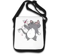 Mignon Chat Boire du vin Sac à bandoulière Blanc