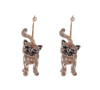 Mignon chat boucles d'oreilles-ton or lunatique boucles d'oreilles avec émail ludique Animal bijoux pour les amoureux des chats crochet Design parfait pour les femmes