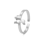 Mignon Chat Chien Anneaux Ouverts pour Femmes Filles En Acier Inoxydable Or Couleur Casual Fête Bague Animal Bijoux Amant Cadeau