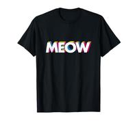 Mignon Chat Expression Meow Pop Art Typographie Rétro Homme Femme T-Shirt