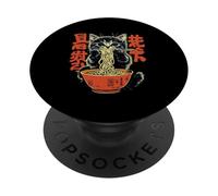 Mignon chat kawaii anime japonais ramen amoureux des chats et parents d'animaux PopSockets PopGrip Adhésif
