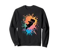 Mignon chat kawaii chaton jouant animal de compagnie maman papa amoureux dame Sweatshirt