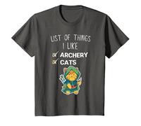 Mignon Chat Kawaii liste des Choses Que J'aime tir à l'arc Amant T-Shirt, Enfant, Asphalte, 6 Ans