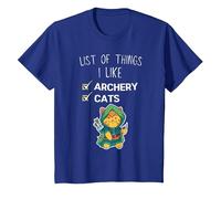 Mignon Chat Kawaii liste des Choses Que J'aime tir à l'arc Amant T-Shirt, Enfant, Bleu Royal, 10 Ans